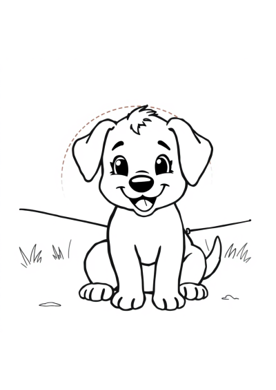Playful Puppy At Sunset Coloring Page