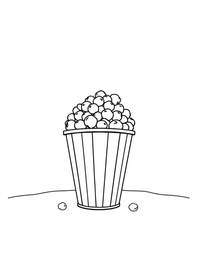 Popcorn Bucket At Night Coloring Page