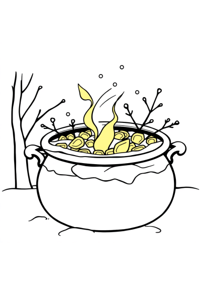 Pot Of Gold In Winter Coloring Page
