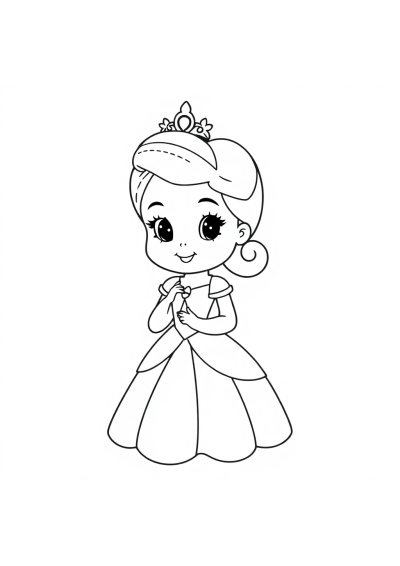 Princess In Dress Coloring Page
