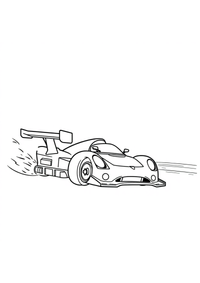Race Car Speeding At Night Coloring Page