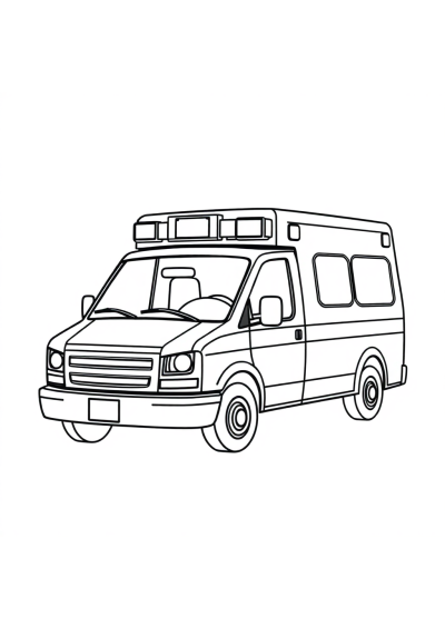 Realistic Ambulance Coloring Page