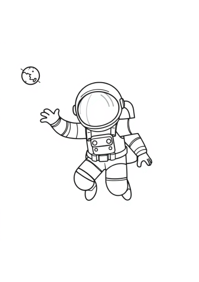 Realistic Astronaut Floating In Space Coloring Page