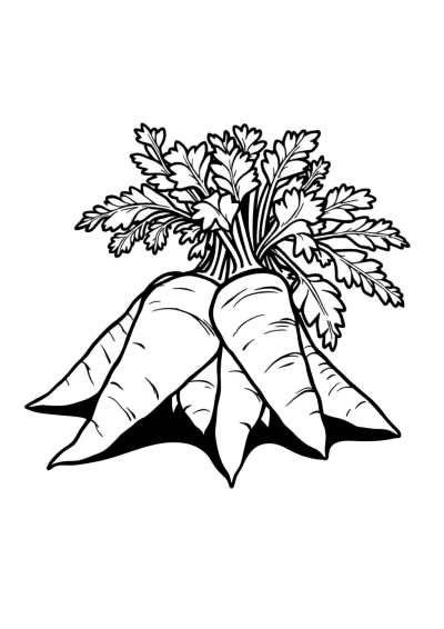 Realistic Carrot Bunch Coloring Page