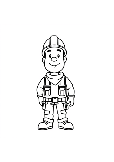 Realistic Construction Worker Coloring Page