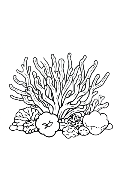 Realistic Coral Reef Coloring Page