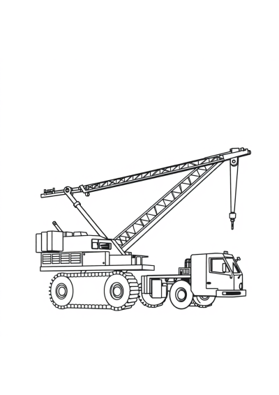 Printable Realistic Crane Lifting Coloring Page