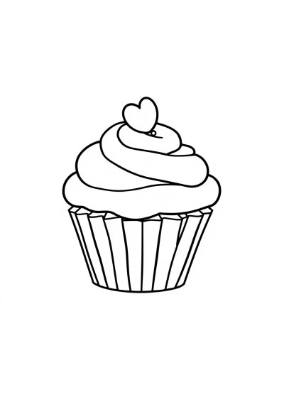 Realistic Cupcake Decorated Coloring Page