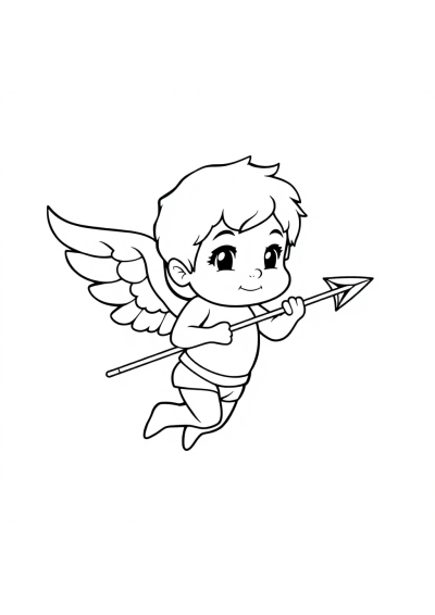 Realistic Cupid With Arrow Coloring Page