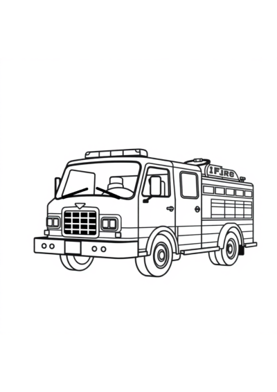 Realistic Fire Truck Coloring Page