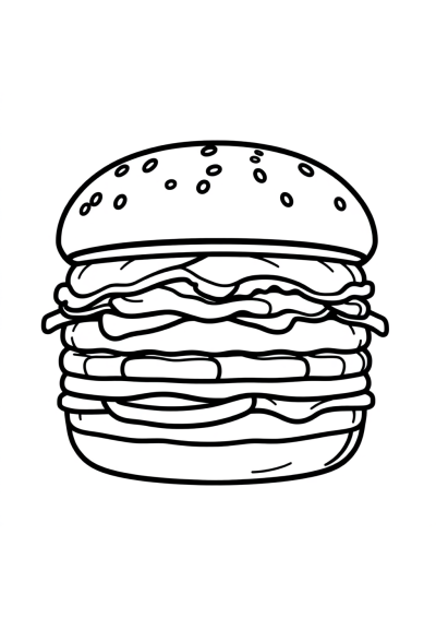 Realistic Hamburger Coloring Page