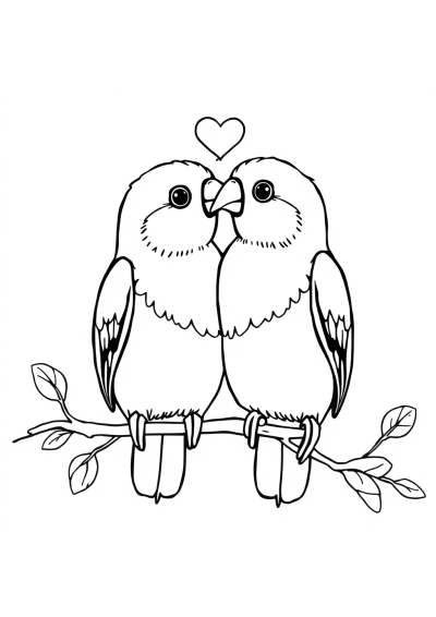 Realistic Love Birds Coloring Page