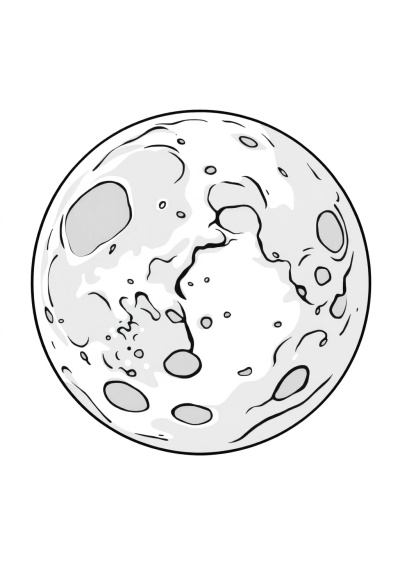 Realistic Moon Surface With Craters Coloring Page