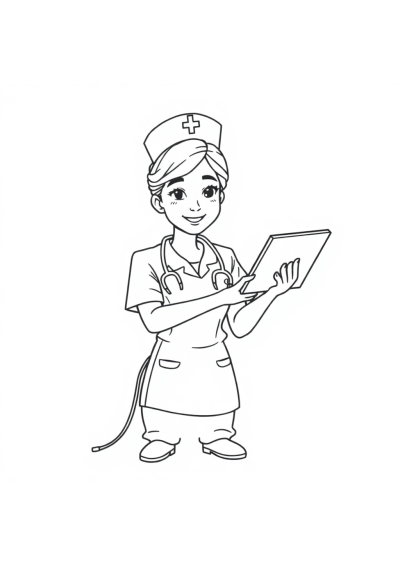 Realistic Nurse Helping Coloring Page
