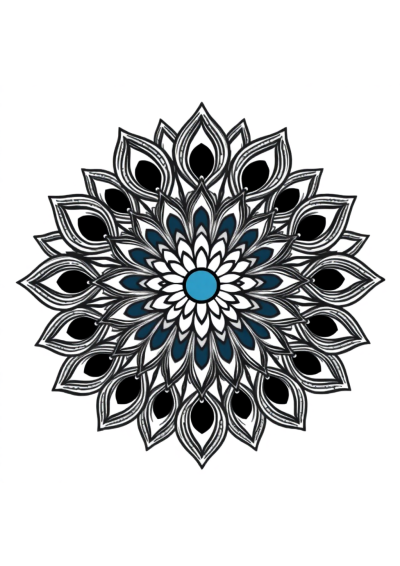 Realistic Peacock Feather Mandala Coloring Page