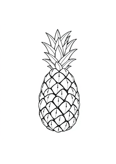 Realistic Pineapple Coloring Page