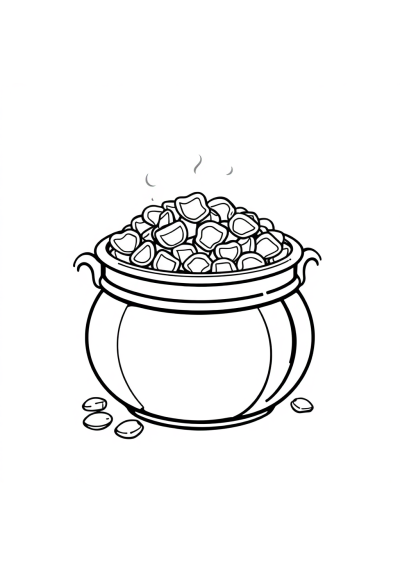 Realistic Pot Of Gold Coloring Page
