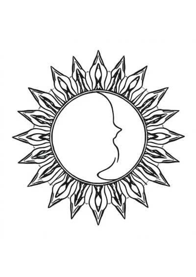 Realistic Sun And Moon Mandala Coloring Page