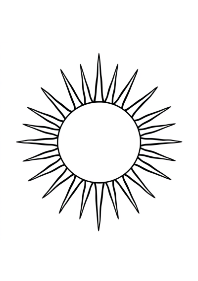 Realistic Sun With Rays Coloring Page
