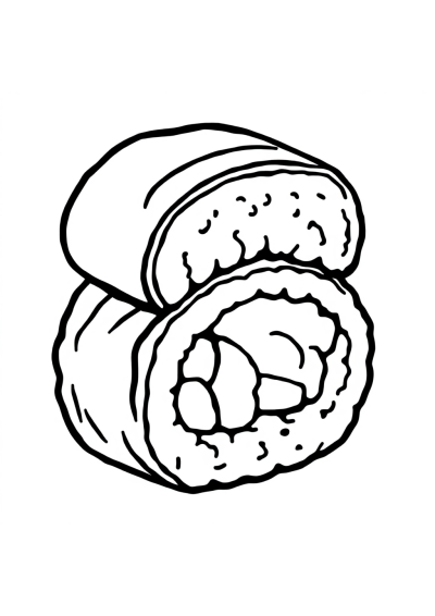 Realistic Sushi Roll Coloring Page