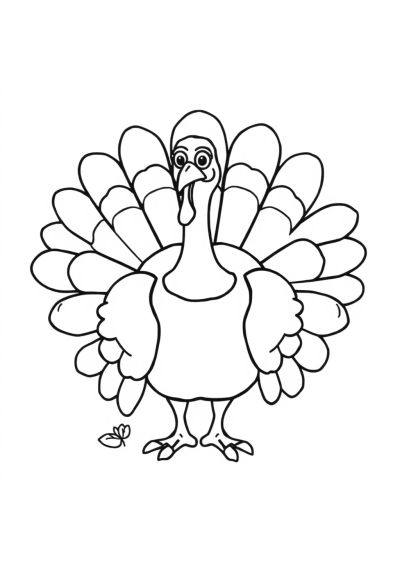 Detailed Realistic Thanksgiving Turkey Coloring Page