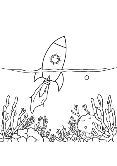 Rocket Launching Underwater Coloring Page