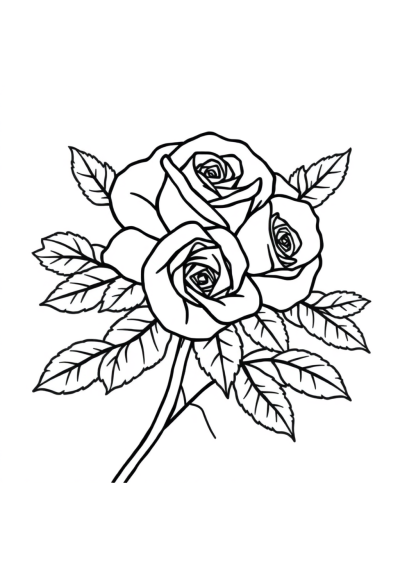 Rose Bouquet In Winter Coloring Page