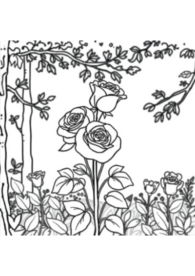 Rose Bouquet Valentines In Forest Coloring Page
