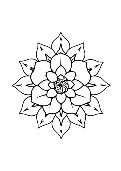 Rose Mandala Pattern Coloring Page