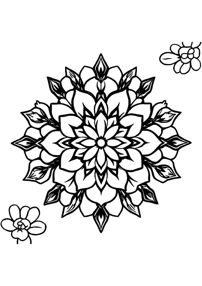 Rose Mandala Pattern Underwater Coloring Page