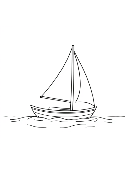 Sailboat On Water Coloring Page