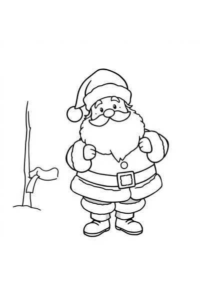 Santa Claus In Winter Coloring Page