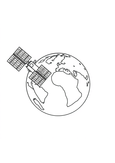 Satellite Orbiting Earth Coloring Page