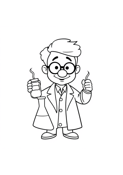 Scientist With Beaker Coloring Page