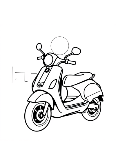Scooter At Night Coloring Page