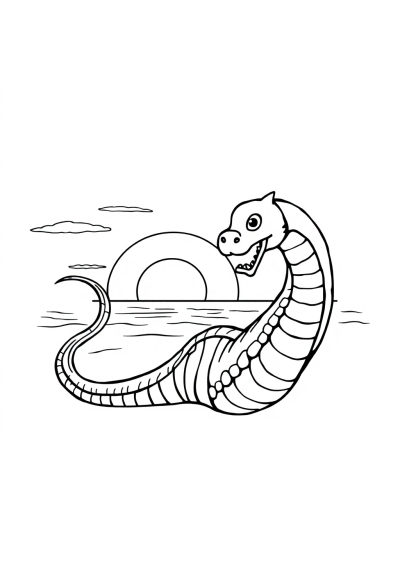 Sea Serpent At Sunset Coloring Page