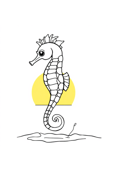 Seahorse At Sunset Coloring Page
