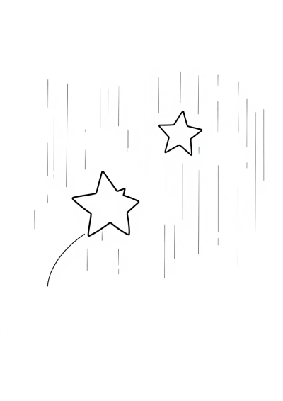 Shooting Star In Rain Coloring Page