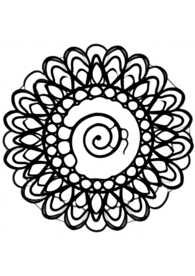 Printable Simple Abstract Spiral Mandala Coloring Page