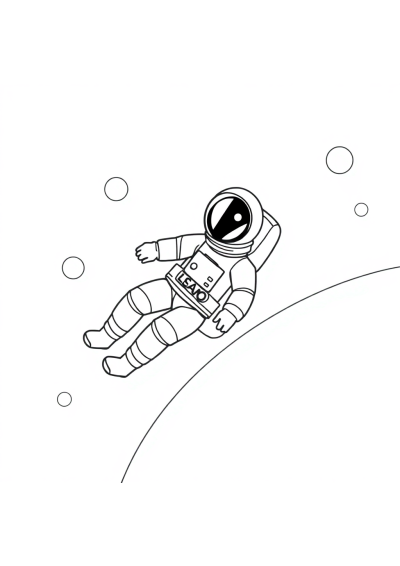 Simple Astronaut Floating In Space Coloring Page