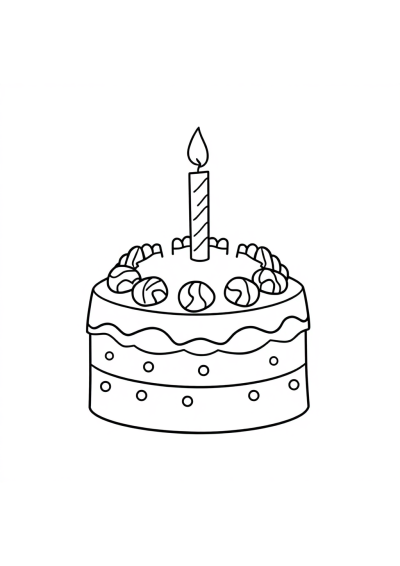 Simple Birthday Cake Coloring Page