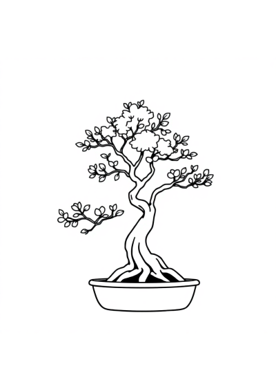 Simple Bonsai Tree Coloring Page