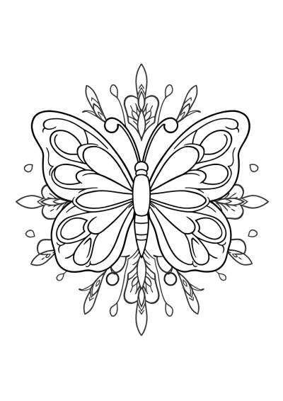 Printable Simple Butterfly Mandala Coloring Page