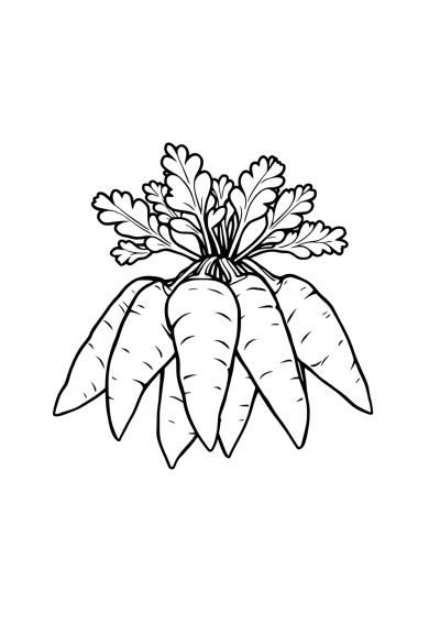 Simple Carrot Bunch Coloring Page