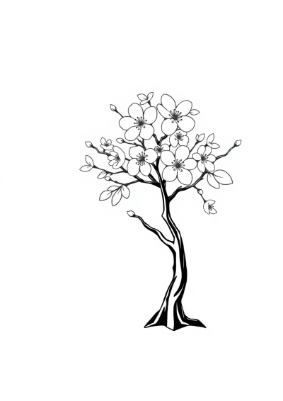 Simple Cherry Blossom Tree Coloring Page