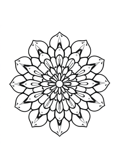 Printable Simple Circular Mandala With Petals Coloring Page