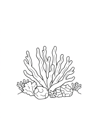 Simple Coral Reef Coloring Page