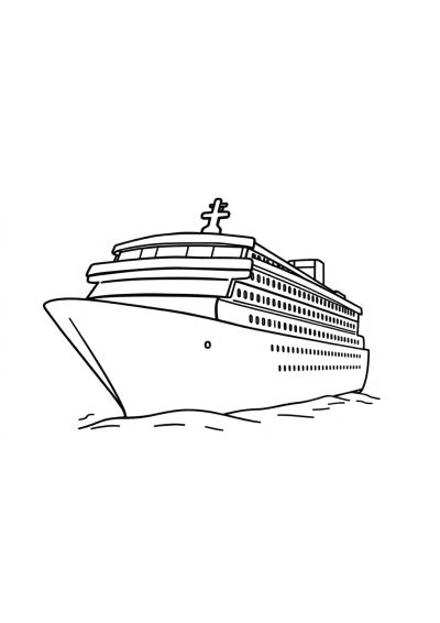 Simple Cruise Ship Coloring Page