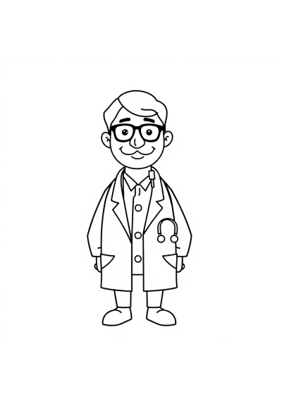 Simple Doctor With Stethoscope Coloring Page