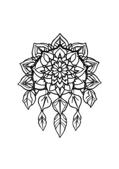 Simple Dreamcatcher Mandala Coloring Page